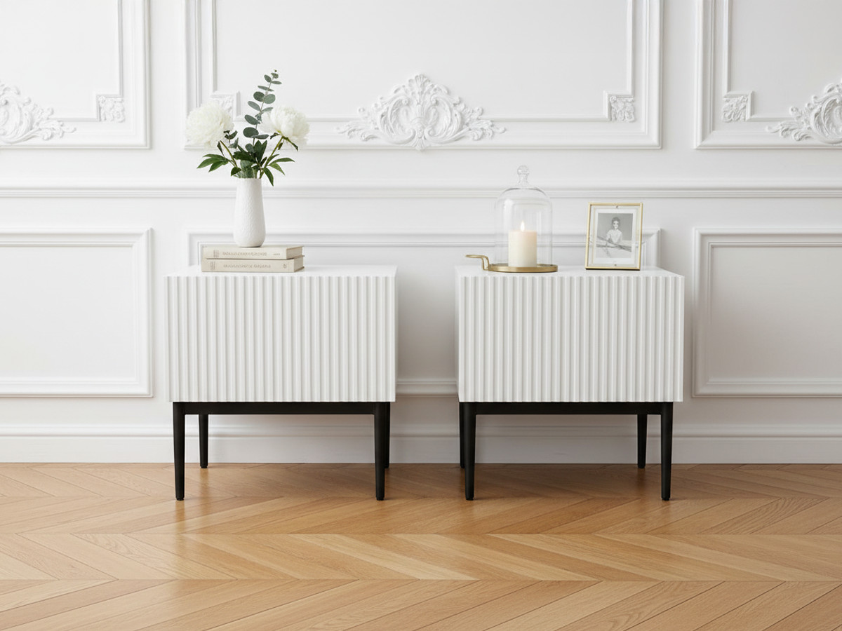 Lot de 2 chevets tiroir KASHA pieds noir