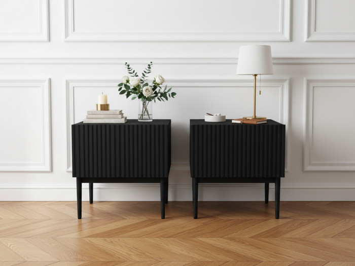 Lot de 2 chevets tiroir KASHA pieds noir