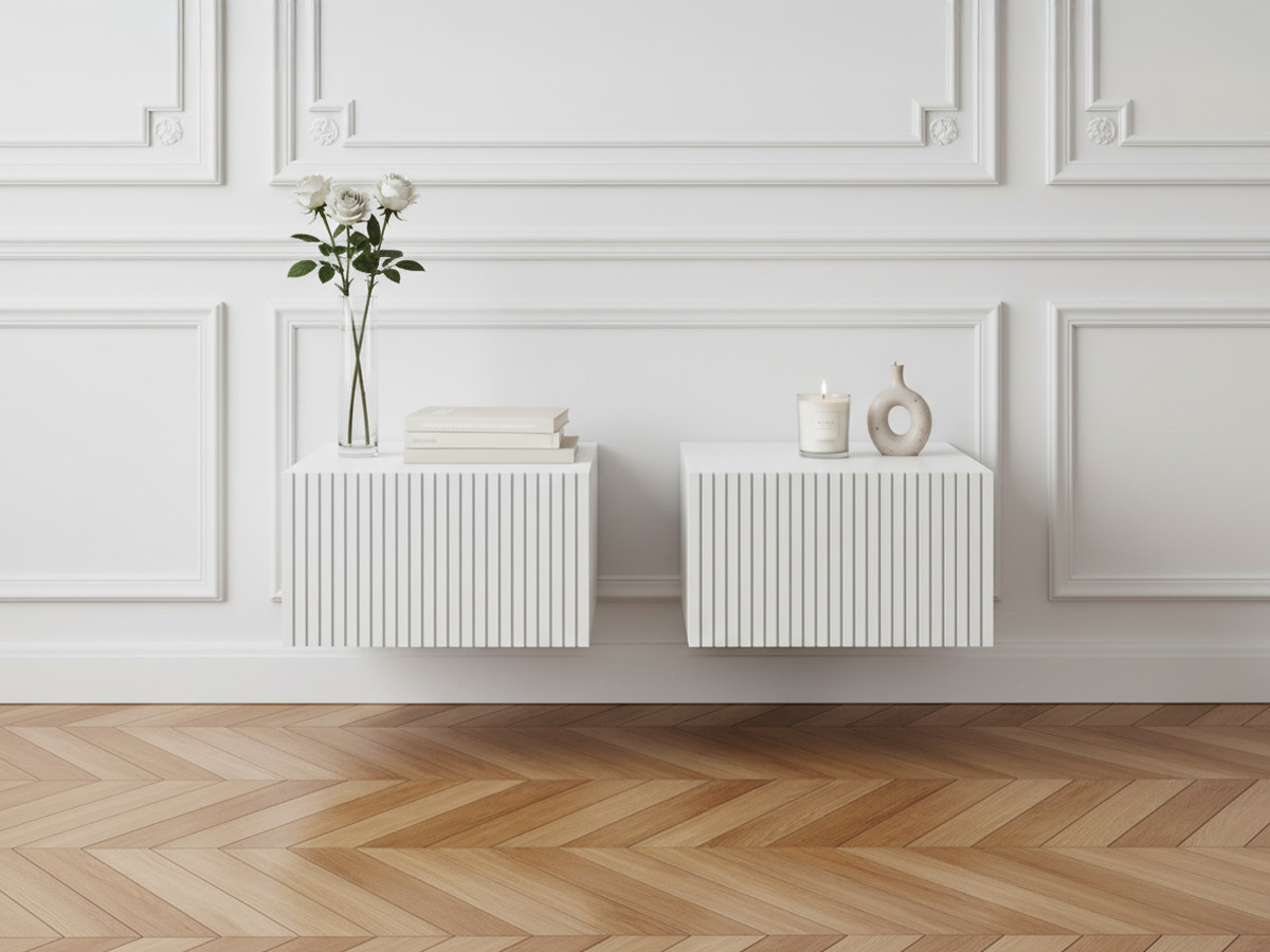 Lot de 2 chevets tiroir KASHA suspendu blanc