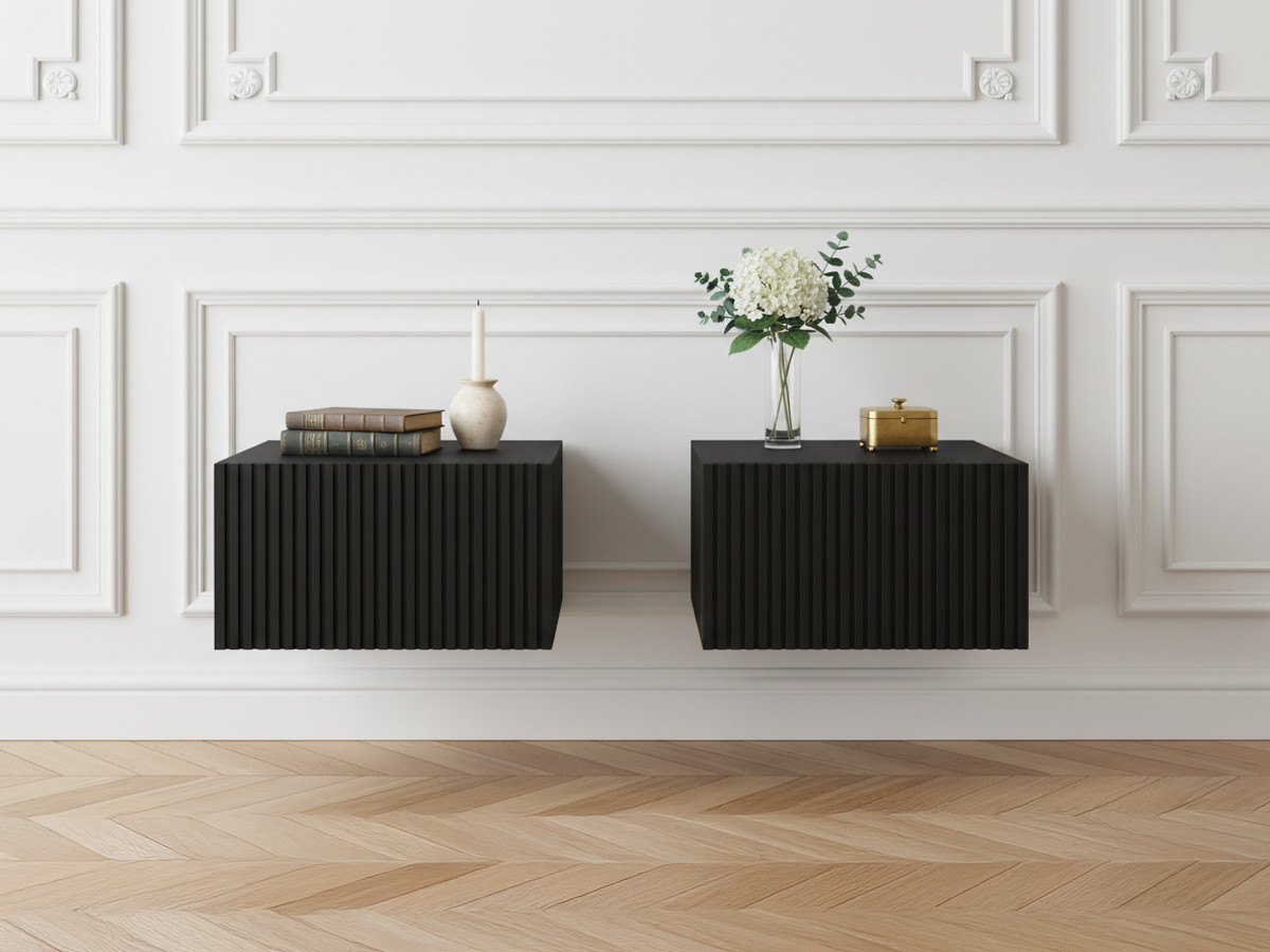 Lot de 2 chevets tiroir KASHA suspendu noir
