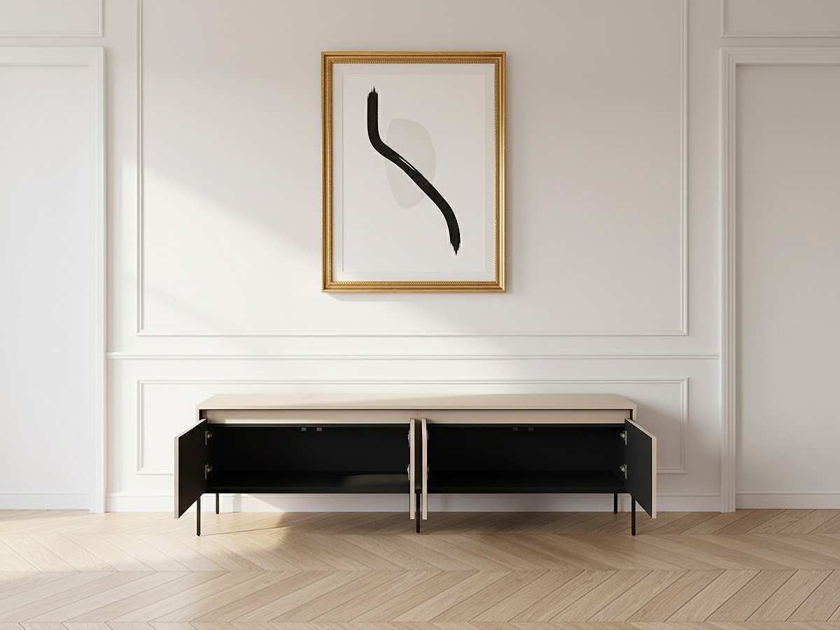 Ensemble LENARA avec buffet 193 cm + meuble TV 193 cm + table basse avec tasseaux et LED