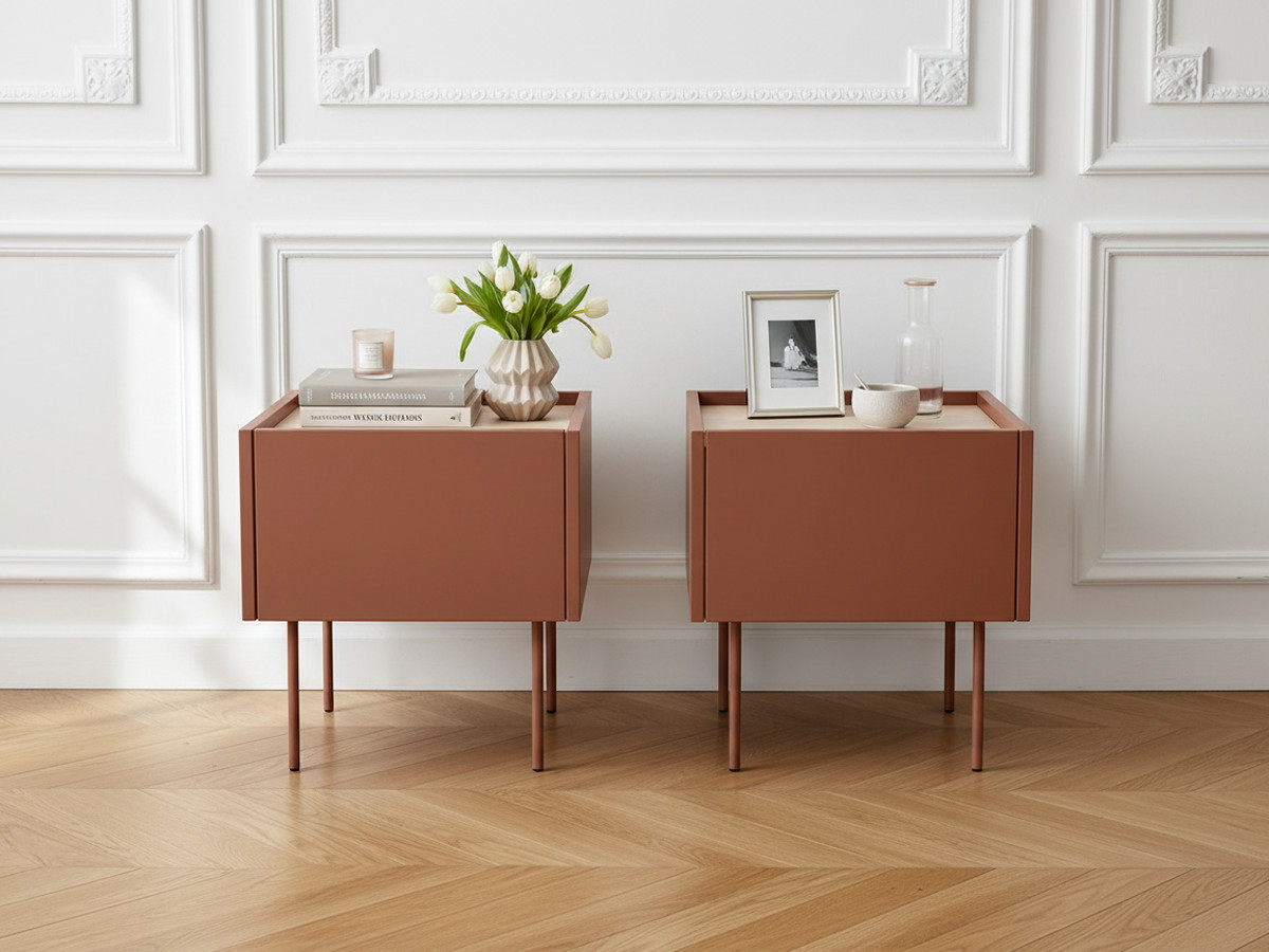 Lot de 2 chevets 1 tiroir ATLAS rouge