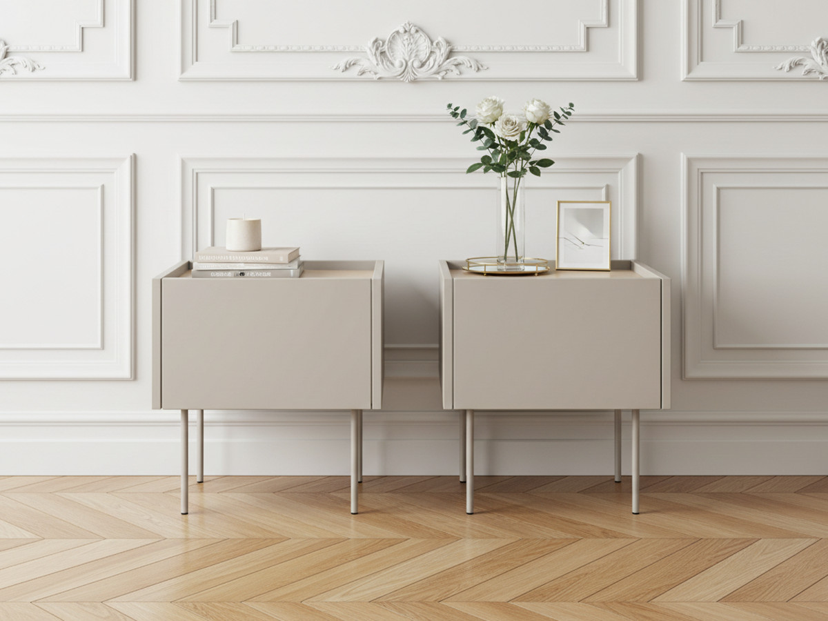 Lot de 2 chevets 1 tiroir ATLAS beige