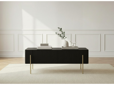 Table basse 2 tiroirs 100 cm MATHILDE pieds or