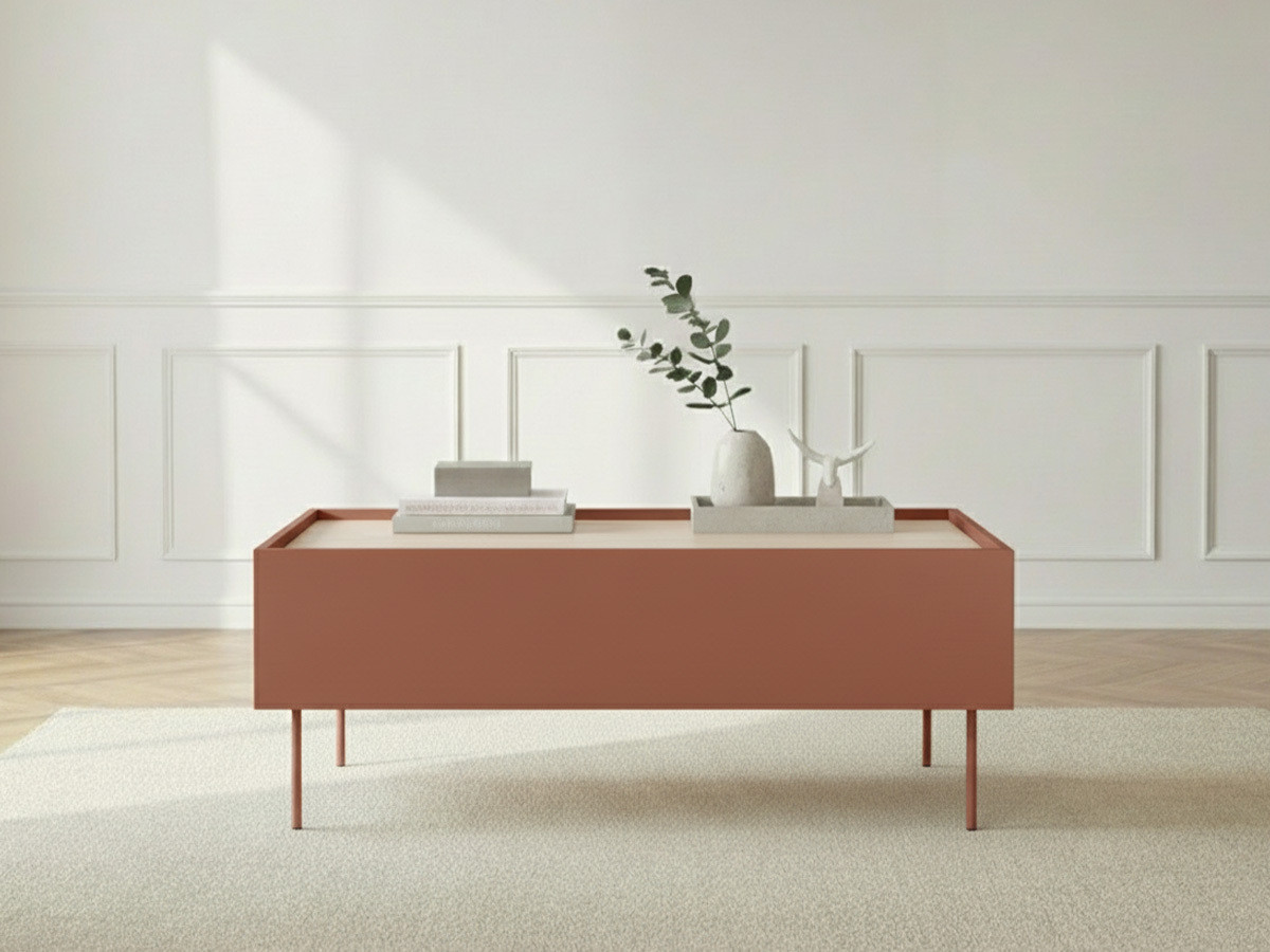 Table basse avec 2 tiroirs 120 cm ATLAS rouge