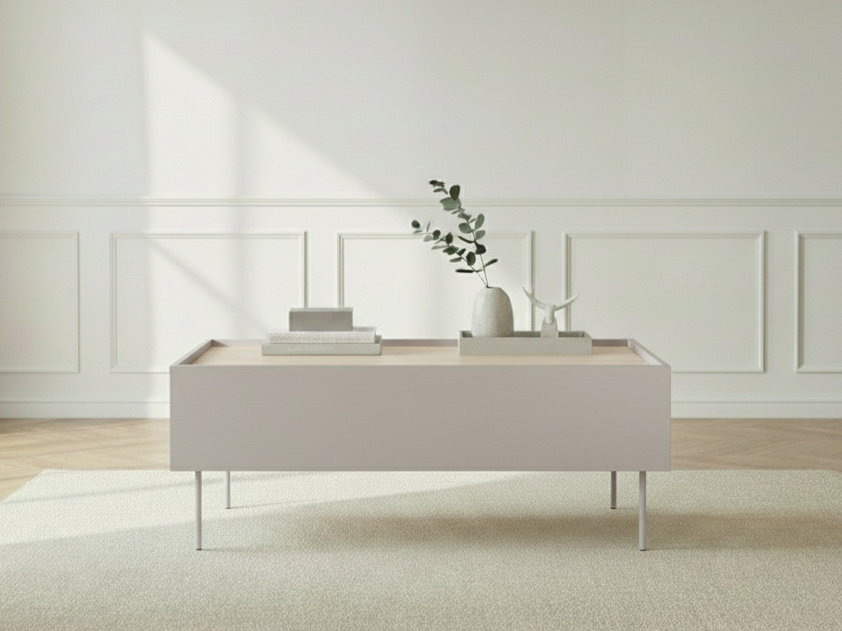 Table basse avec 2 tiroirs 120 cm ATLAS beige