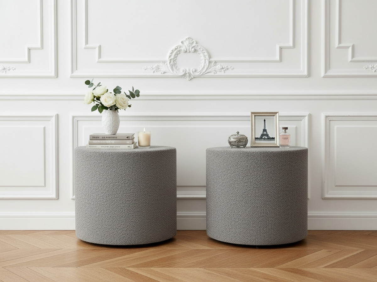 Lot de 2 chevets NOAM bouclette gris