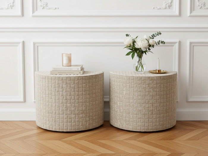 Lot de 2 chevets NOAM tissu texturé recyclé