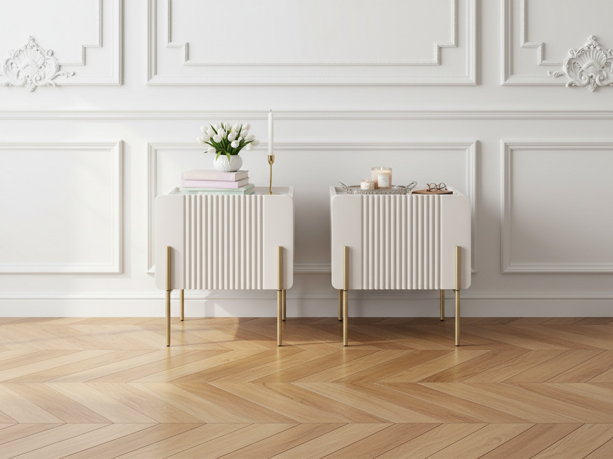 Table de chevet 1 tiroir MATHILDE pieds or