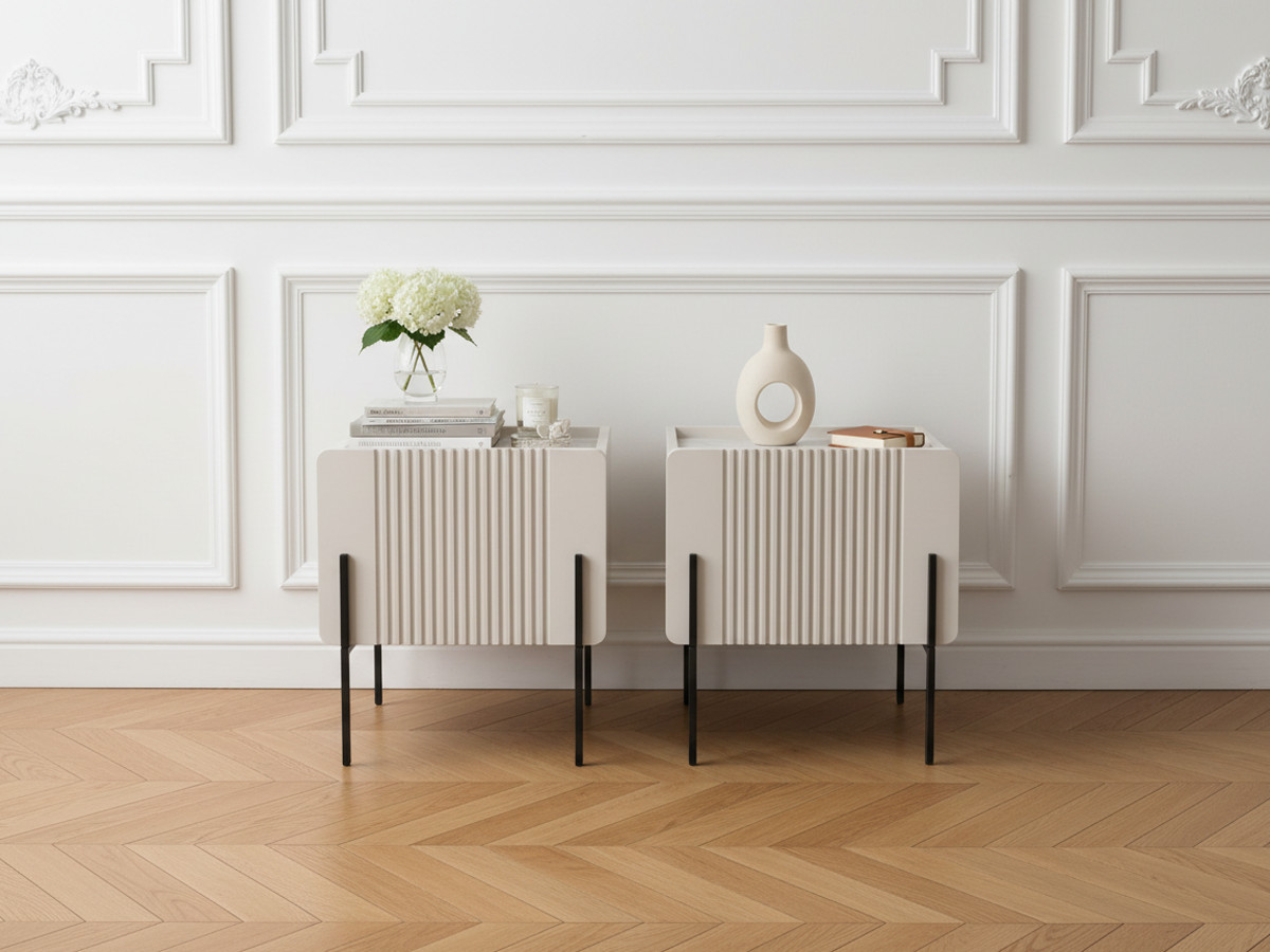 Table de chevet 1 tiroir MATHILDE pieds noir