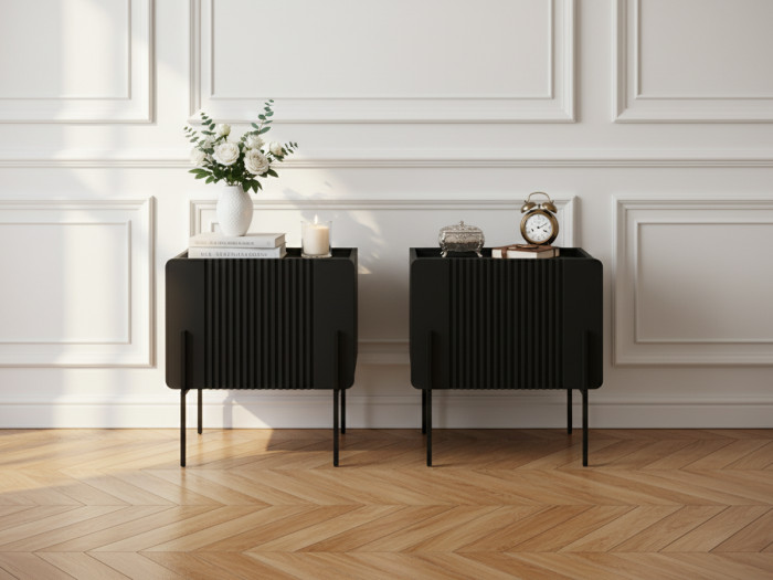 Lot de 2 chevets 1 tiroir MATHILDE pieds noir