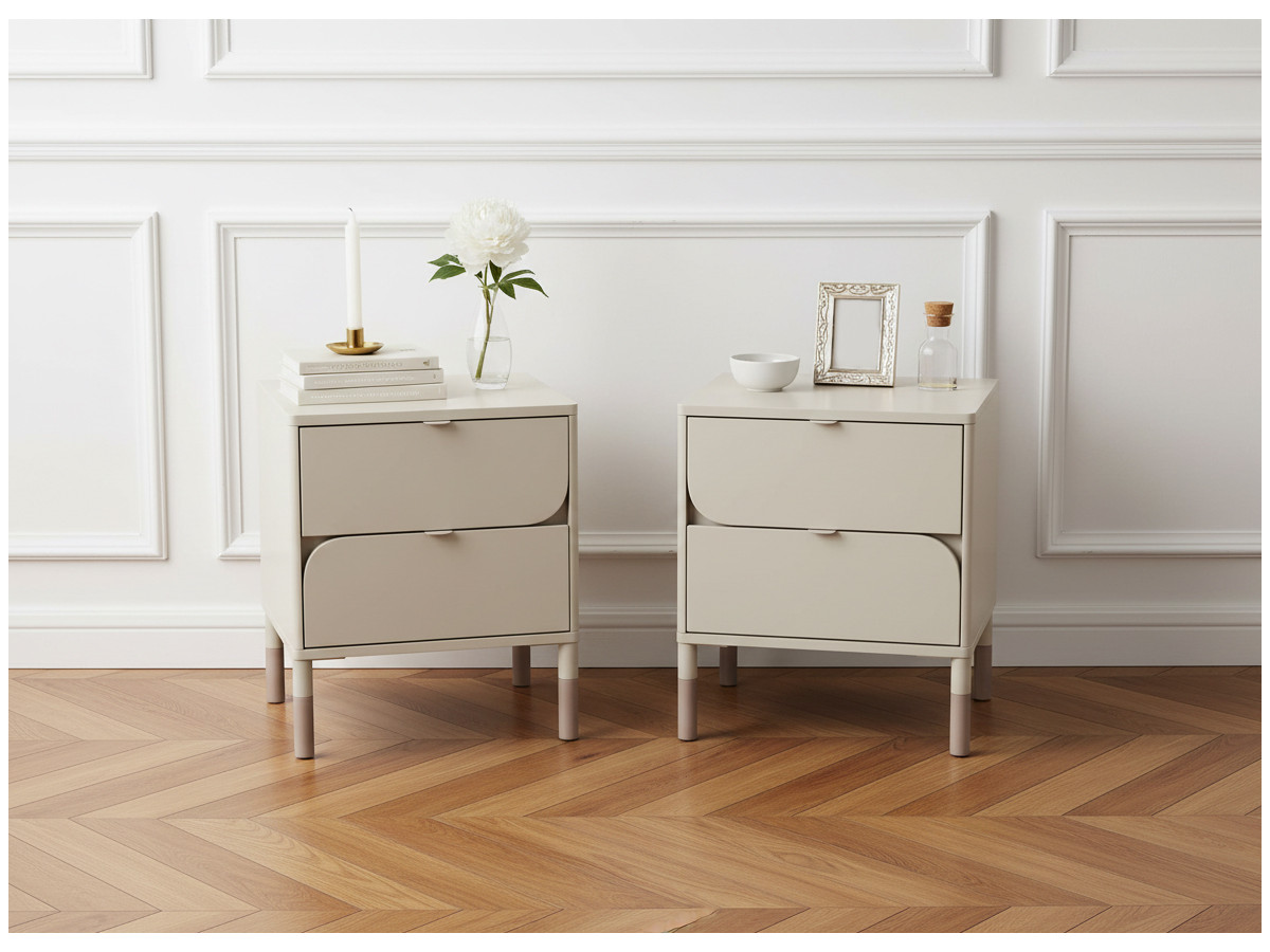 Lot de 2 chevets 2 tiroirs BOREO