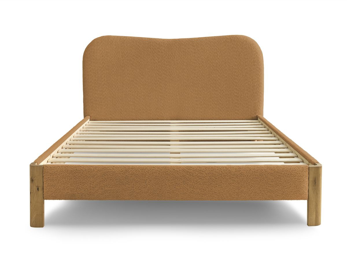 Lit SORALI tissu bouclette avec lattes massives