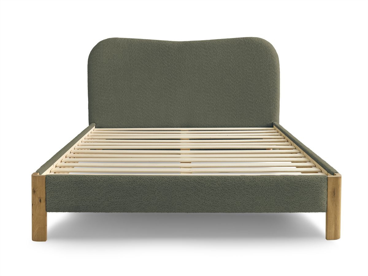 Lit SORALI tissu bouclette avec lattes massives