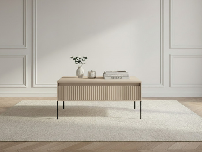 Table basse 1 porte 100 cm LENARA avec tasseaux