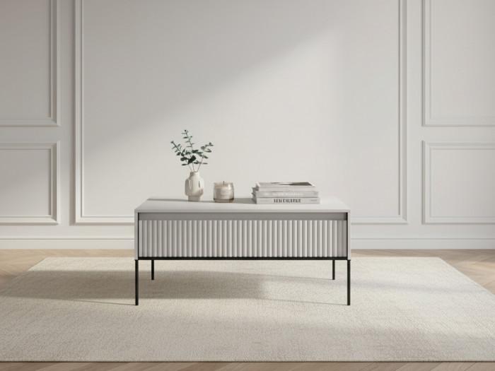 Table basse 1 porte 100 cm LENARA avec tasseaux