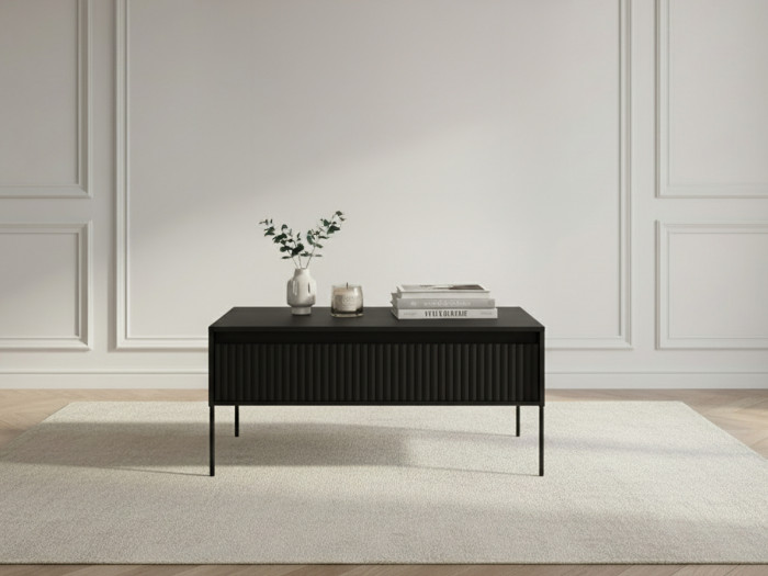Table basse 1 porte 100 cm LENARA avec tasseaux