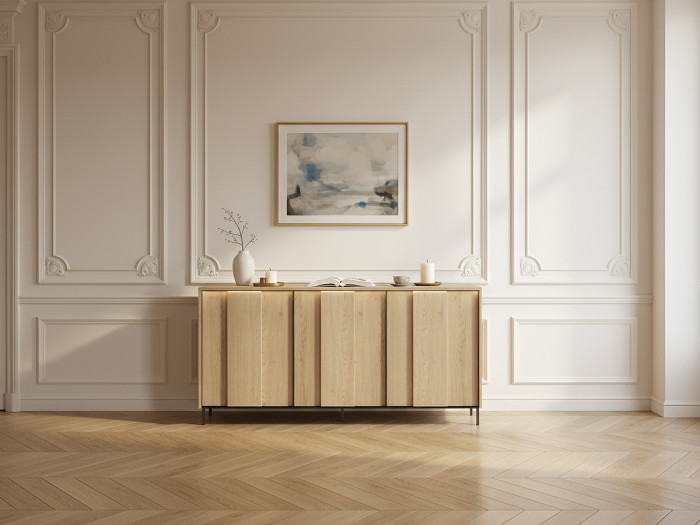 Buffet 3 portes 167 cm TILIA imitation chêne avec LED