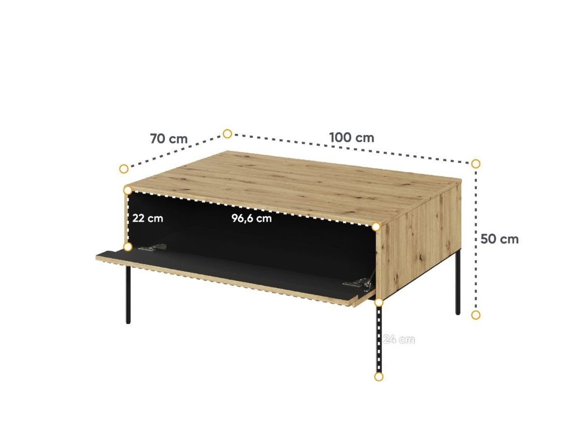 Ensemble LENARA avec buffet 166 cm + meuble TV 167 cm + table basse avec tasseaux et LED