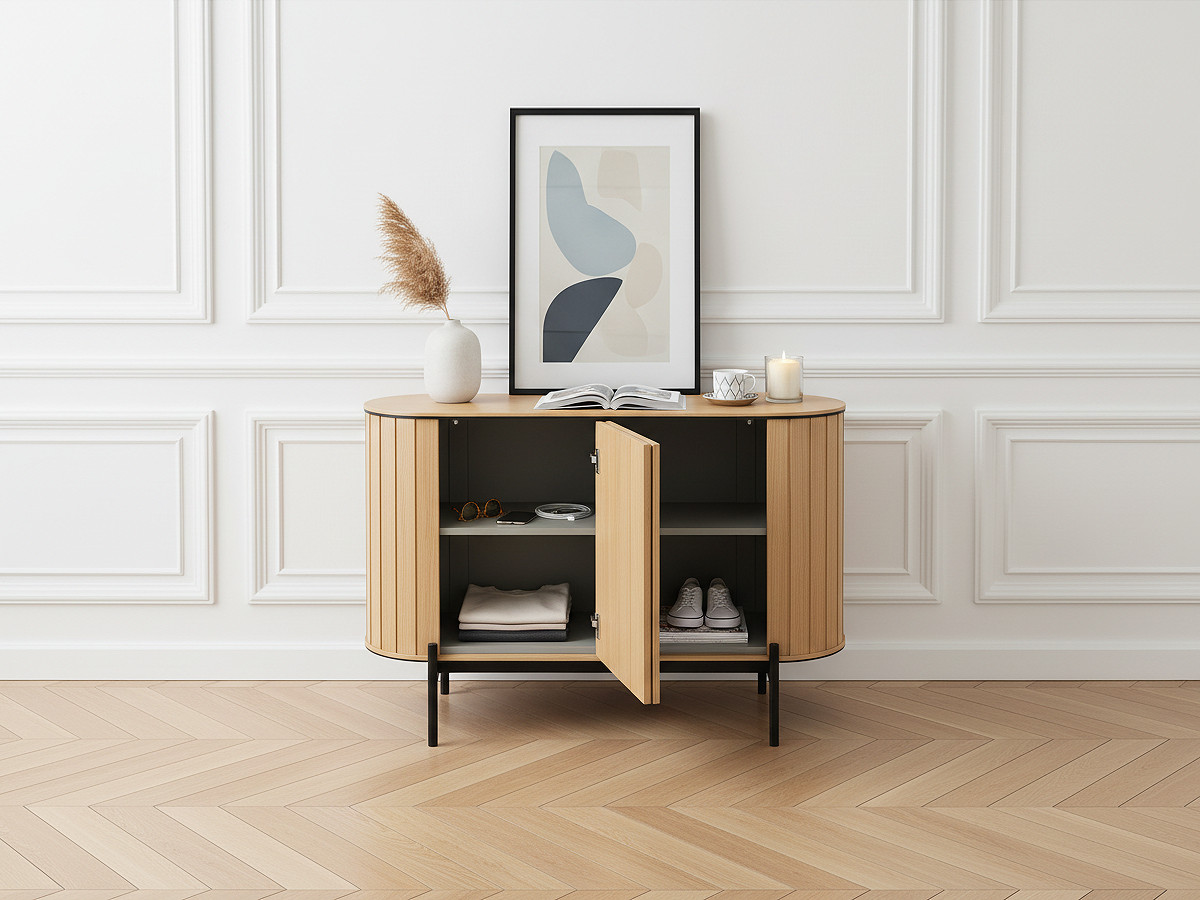 Buffet arrondi 2 portes 124 cm AMBOISE couleur chêne