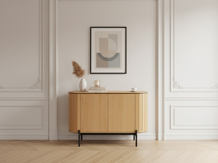 Buffet arrondi 2 portes 124 cm AMBOISE couleur chêne