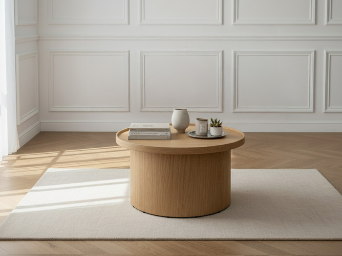 Table basse D.60 cm CASTELLANE placage chêne massif