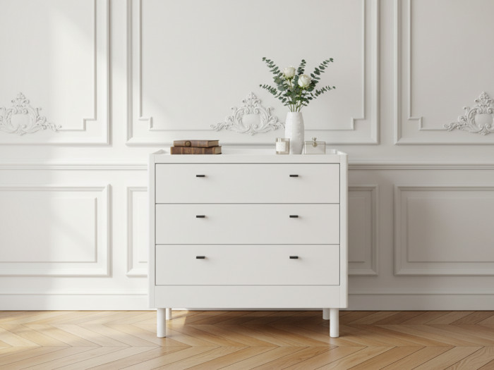 Commode 3 tiroirs 100 cm ADELIA bois massif de hêtre