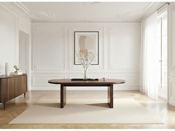 Table à manger ovale 220 cm PABLO placage noyer