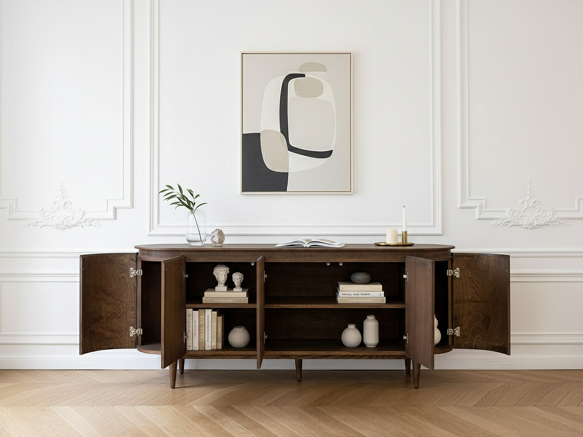 Buffet 5 portes 180 cm SORMIOU placage chêne massif | BOBOCHIC ®