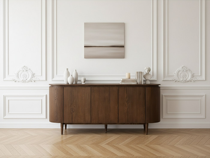 Buffet 5 portes 180 cm SORMIOU placage chêne massif