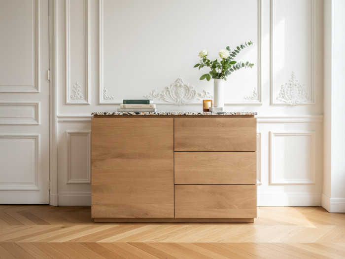 Commode BARBARA 1 porte 3 tiroirs terrazzo