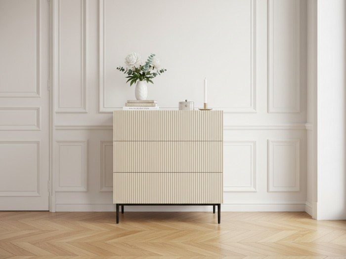 Commode KASHA 3 tiroirs pieds noir