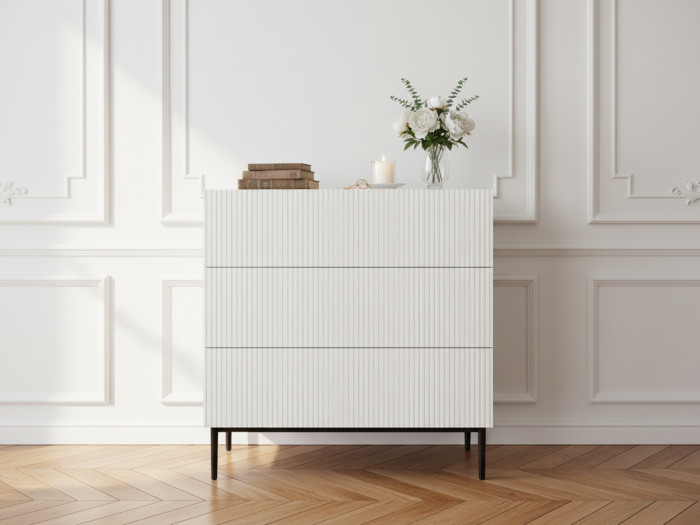 Commode KASHA 3 tiroirs pieds noir