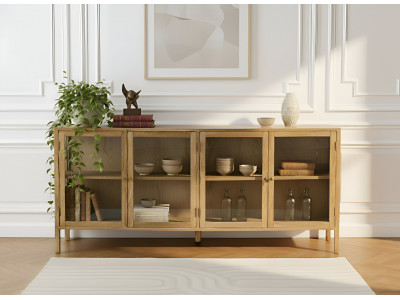 Buffet 4 portes 180 cm CARMEN placage chêne massif
