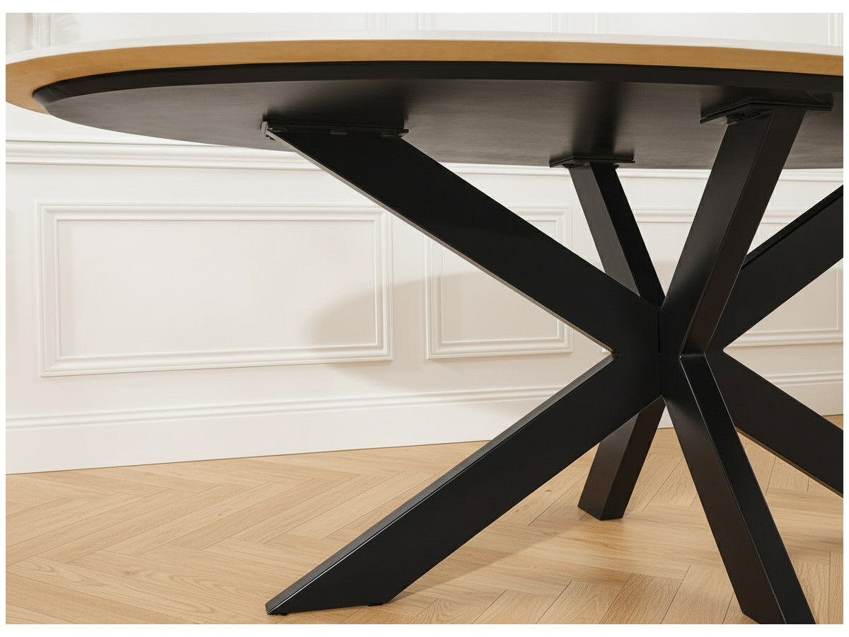 Table à manger ovale 200 cm BARTHELEMY plateau quartz effet marbre