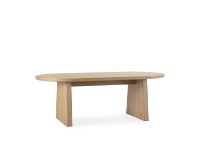 Ensemble PABLO avec table à manger ovale 220 cm placage noyer + chaises TANYA tissu texturé