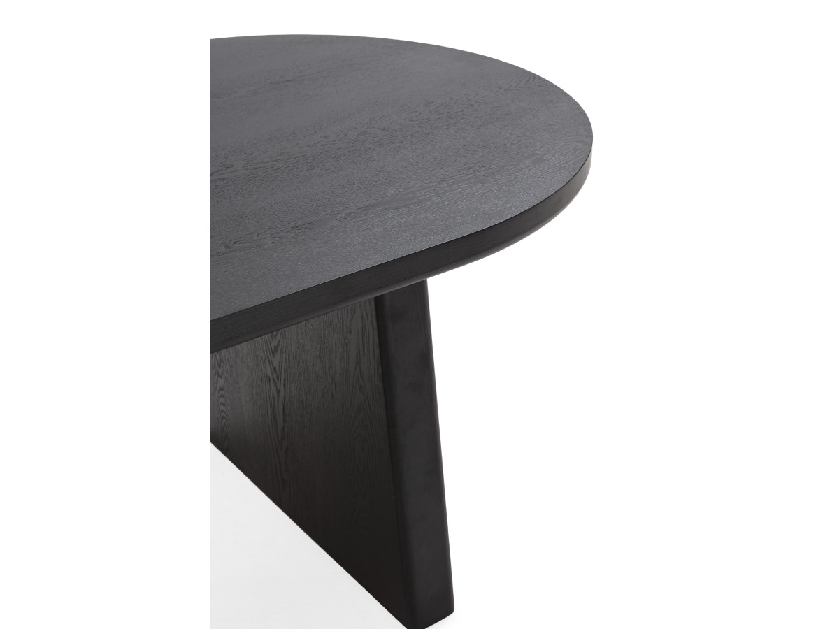 PABLO set met ovale eettafel 220 cm in notenhoutfineer + TANYA stoelen in structuurstof