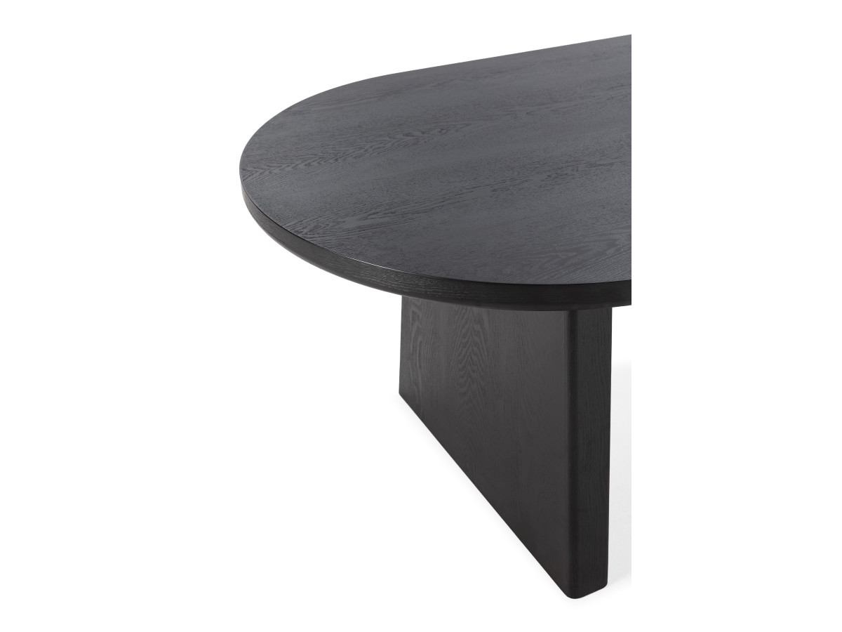 PABLO set met ovale eettafel 220 cm in notenhoutfineer + TANYA stoelen in structuurstof