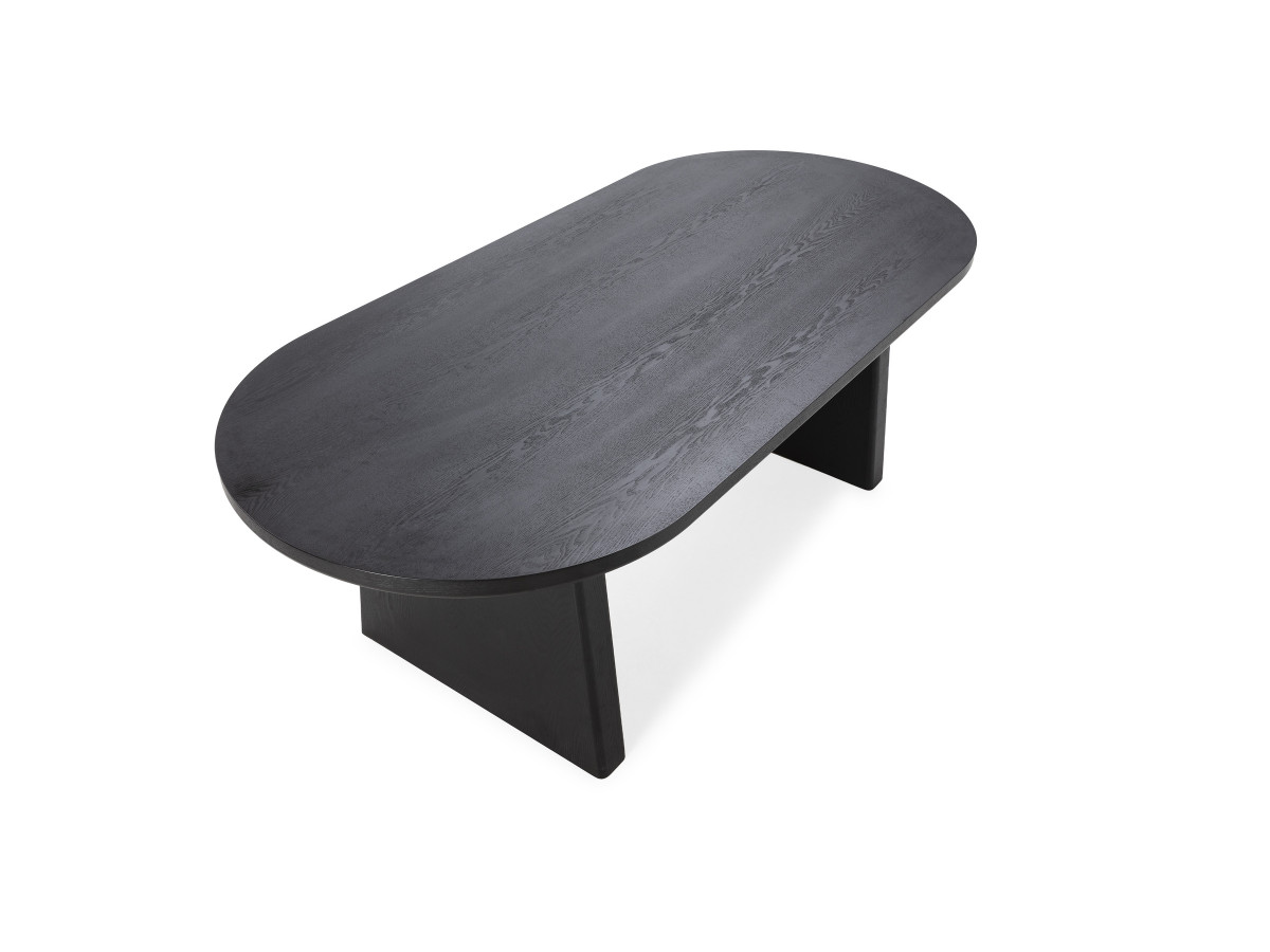 PABLO set met ovale eettafel 220 cm in notenhoutfineer + TANYA stoelen in structuurstof