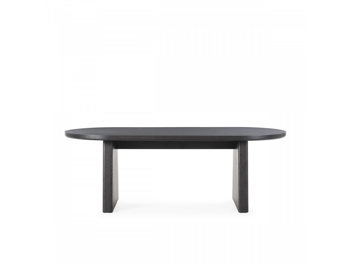 Ensemble PABLO avec table à manger ovale 220 cm placage noyer + chaises TANYA texturé noir — vue 6