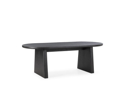 Ensemble PABLO avec table à manger ovale 220 cm placage noyer + chaises TANYA tissu texturé