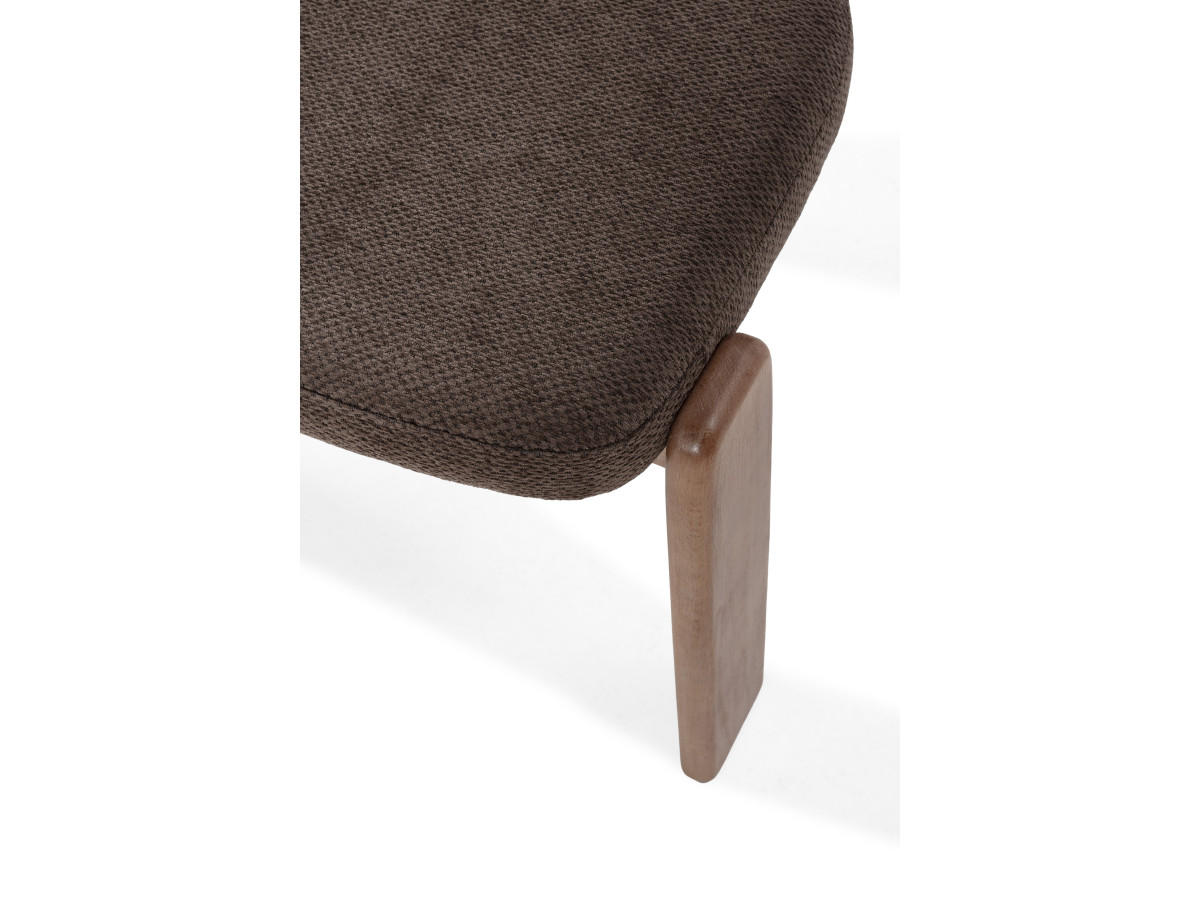 PABLO set met ovale eettafel 220 cm in notenhoutfineer + TANYA stoelen in structuurstof