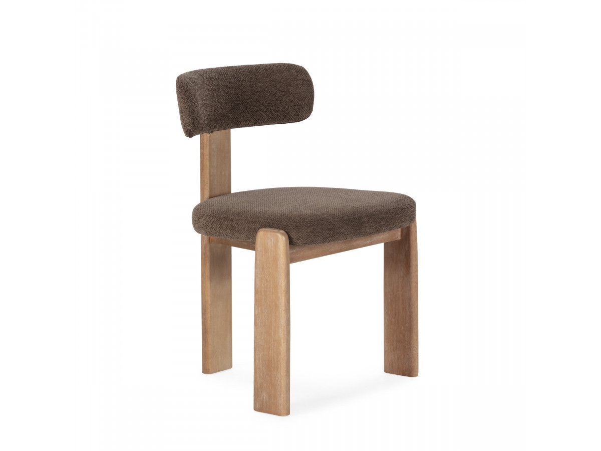 PABLO set met ovale eettafel 220 cm in notenhoutfineer + TANYA stoelen in structuurstof