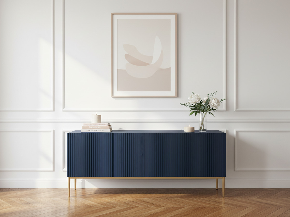 Meuble TV 150 cm KASHA Pieds or