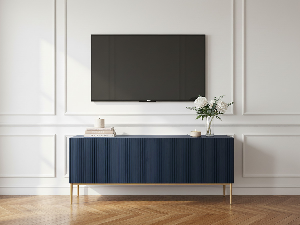 Meuble TV 150 cm KASHA Pieds or