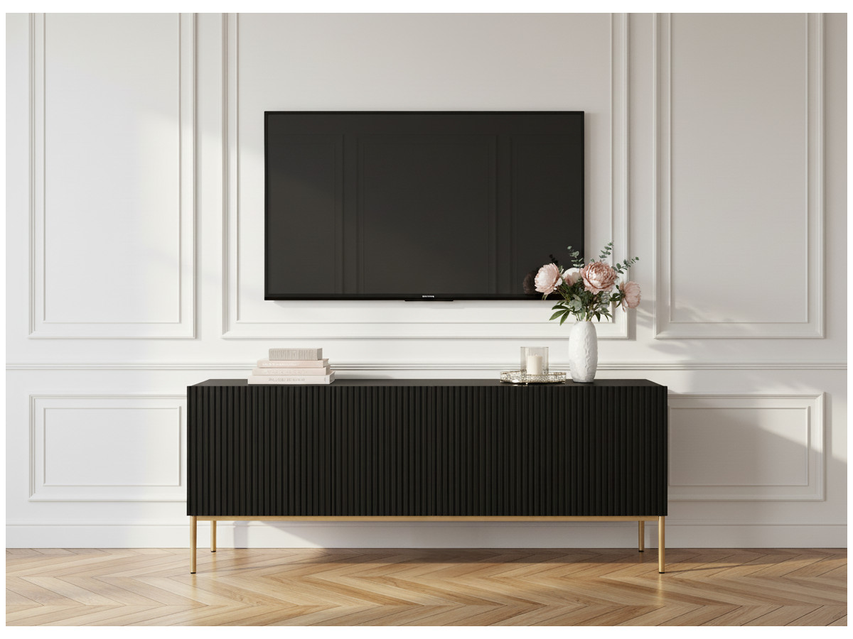 Meuble TV 150 cm KASHA Pieds or