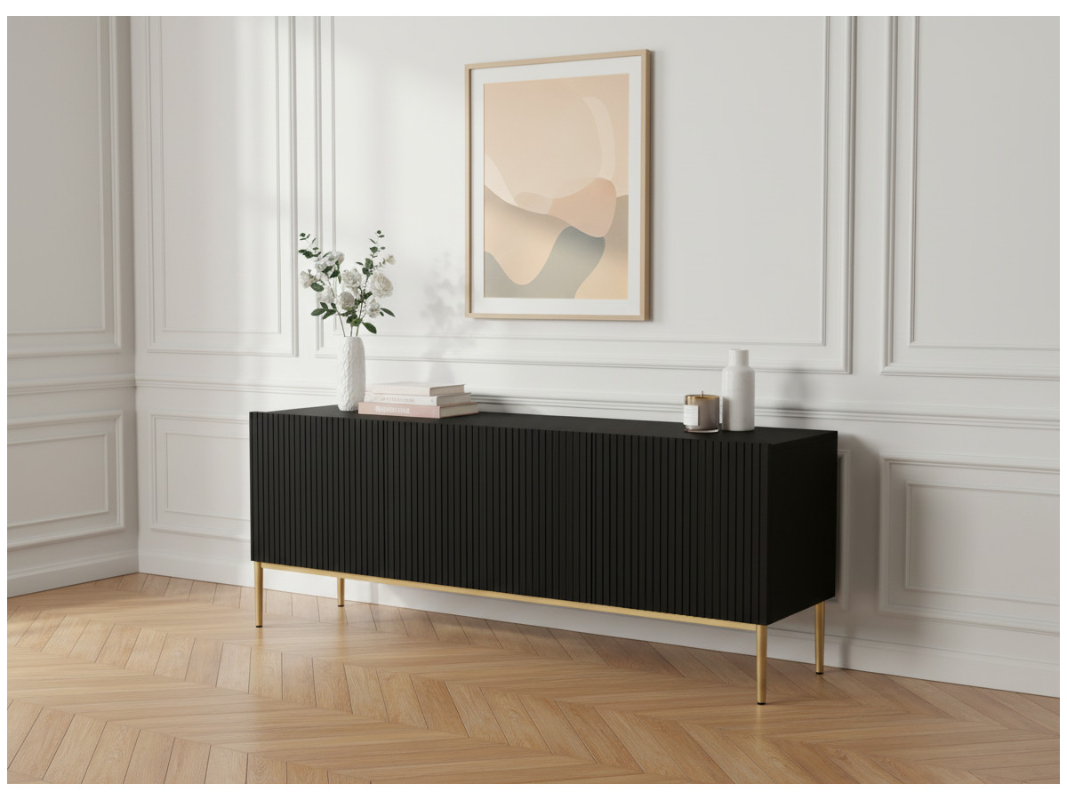 Meuble TV 150 cm KASHA Pieds or noir — vue 5