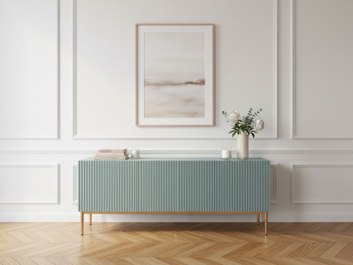 Meuble TV 150 cm KASHA pieds or