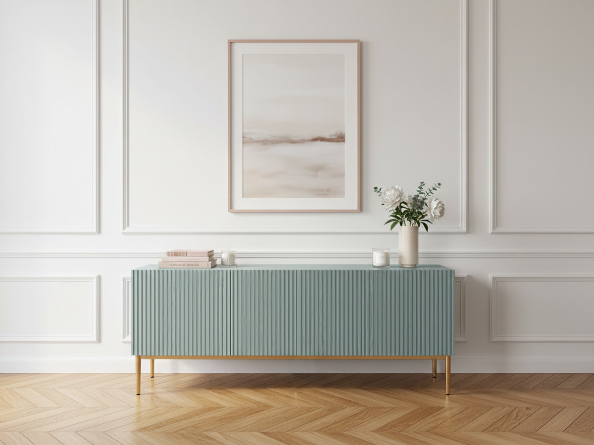 Meuble TV 150 cm KASHA Pieds or