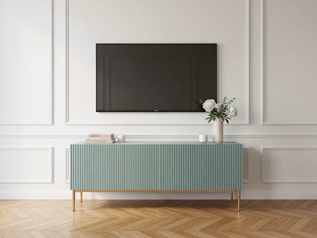 Meuble TV 150 cm KASHA Pieds or